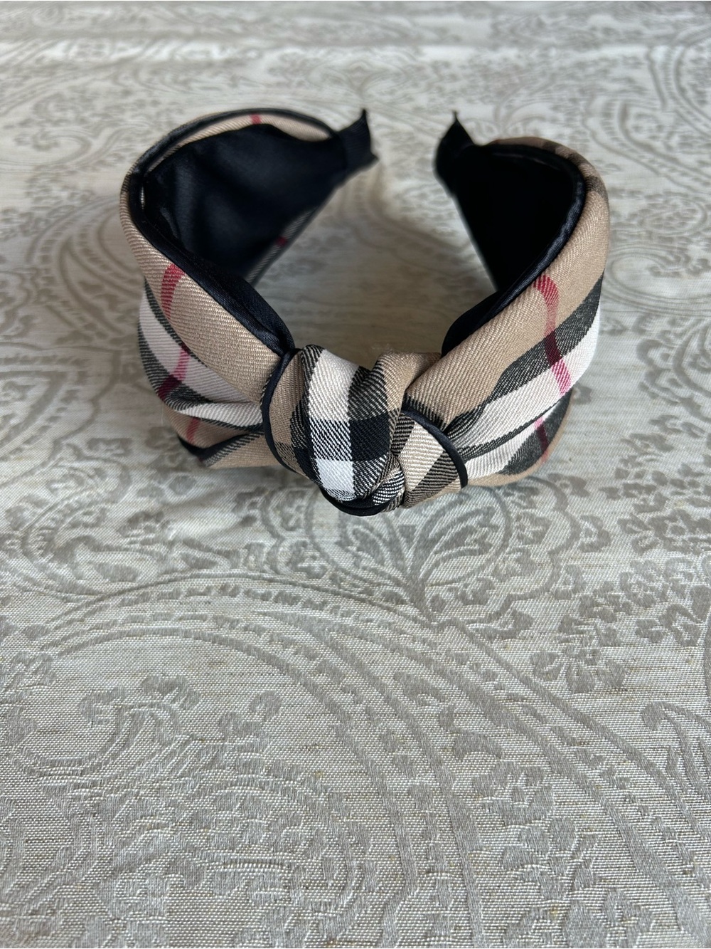 Classic Plaid Knot Headband - Beige Plaid
